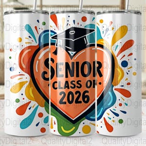 Senior Class of 2026 Tumbler Wrap, Graduation Skinny Tumbler Design, Printable Digital Download, 20oz Straight and Tapered