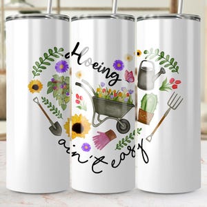 Archivo digital PNG para envolver vasos de jardinería, 20 oz, rectos y cónicos, descarga instantánea, regadera floral