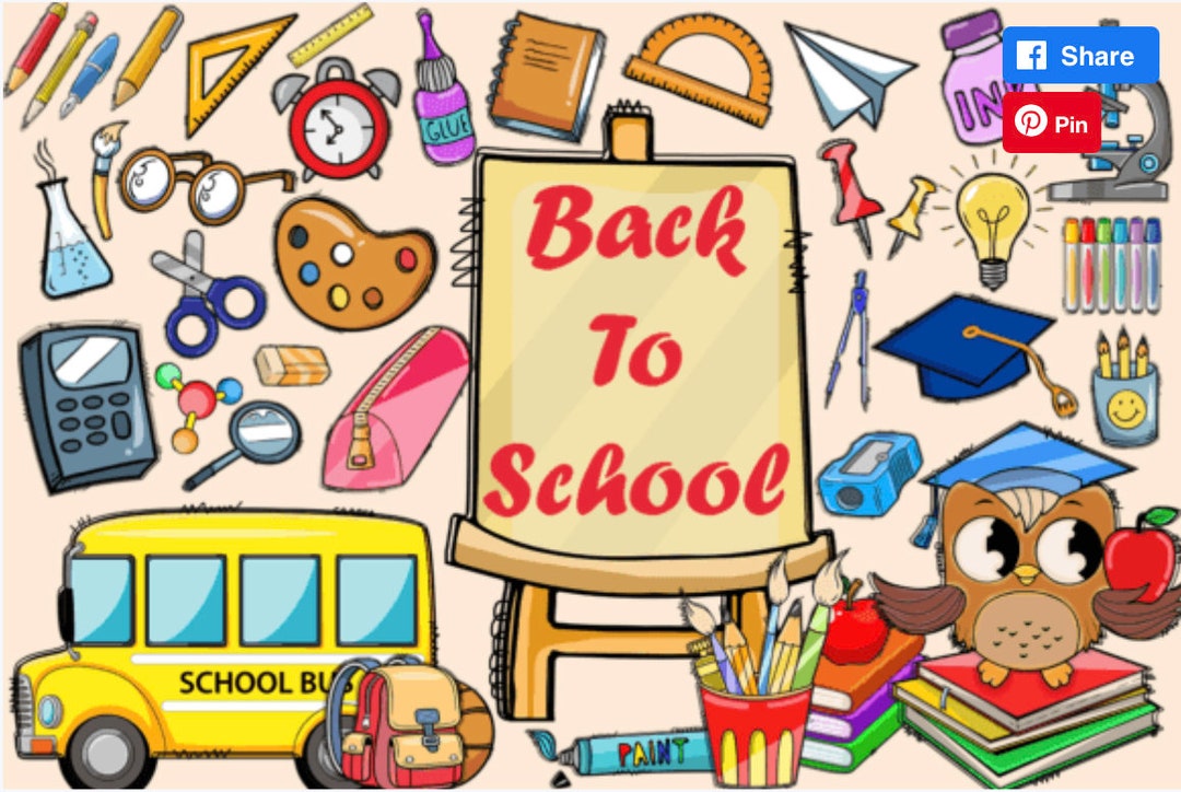 Back to School Clipart School Clipart Set School Supplies Clipart Set ...