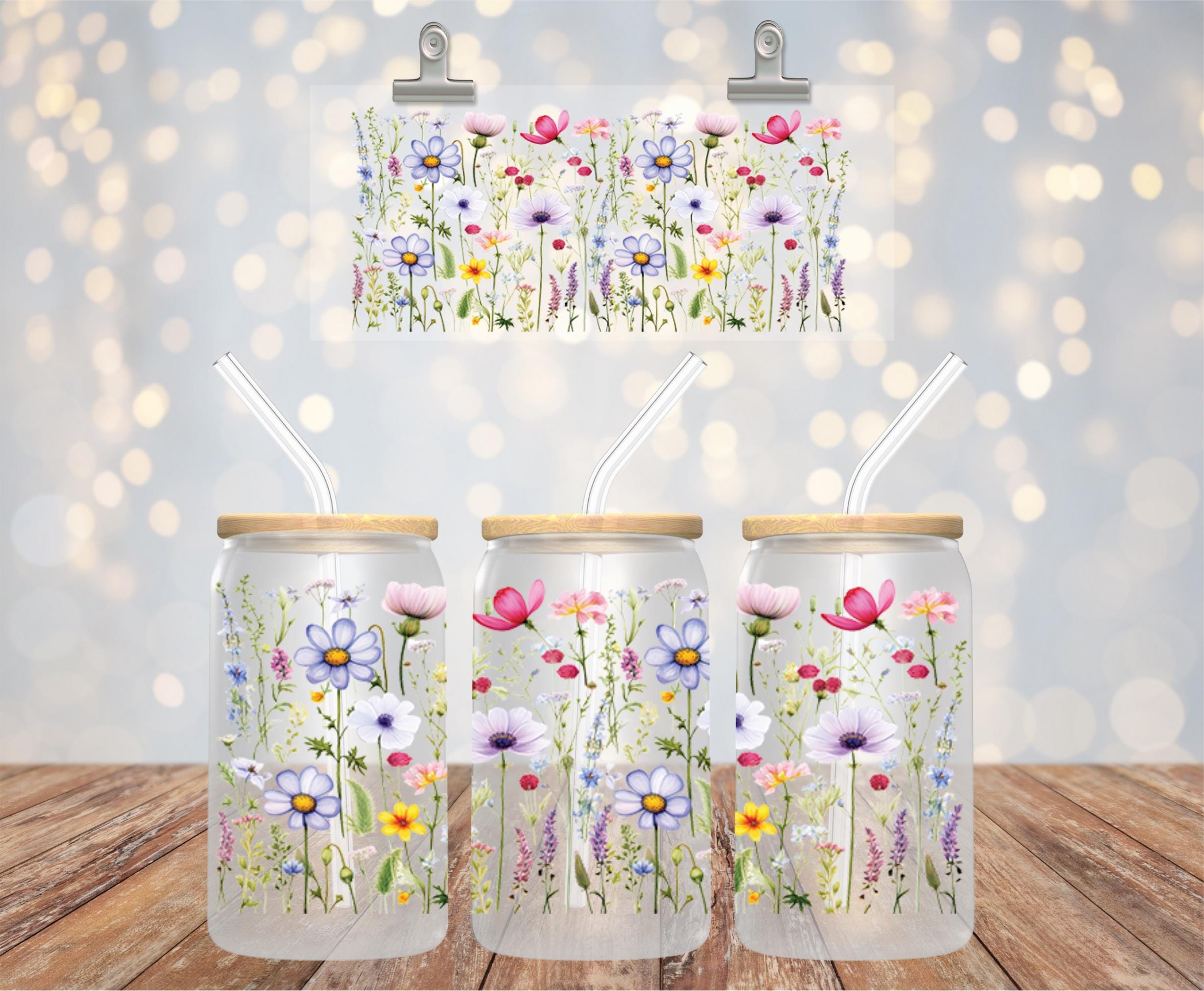 Wildflowers UV DTF Glass Cup Decal - 16oz Libbey Wrap - Etsy