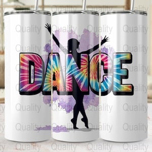 Envoltura de vaso con tema de baile PNG, archivo digital de vaso delgado colorido, diseño de envoltura de vaso de 20 oz, envoltura de vaso con silueta de baile