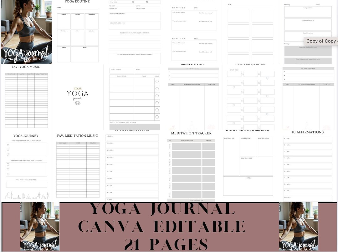 Yoga Journal Canva Editble Template 21 Page Editable Wellness Planner ...
