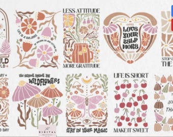 Boho Retro Flowers SVG PNG Bundle Boho Retro Flowers SVG Design Bundle Abstract flower Svg Boho Flower Svg Retro Flower Svg Flower Clipart