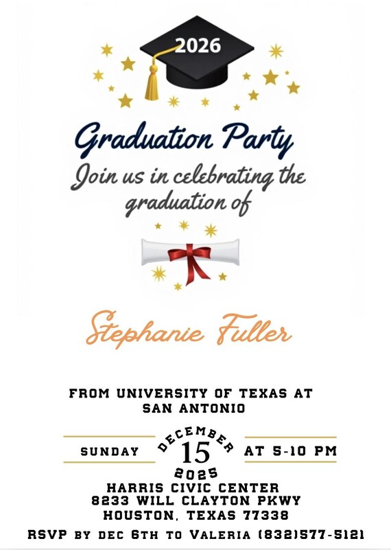 2026 Graduation Invite Canva Template Digital Graduation Party Invitation Animated Gold College Announcement Invite