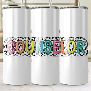 Counselor beker wrap digitale download, rechte en taps toelopende png-bestanden, leuk en kleurrijk ontwerp, perfect voor cadeaus gratis bundel png-bonus