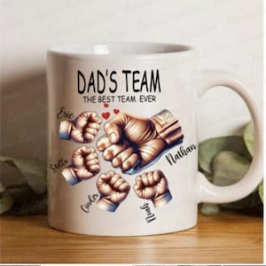 Personalized 1-5 Kids Hand Father’s Day Mug Holding Dad&#39;s Hands With Kids Names Mug Custom Dad Mug Holding Dad&#39;s Hands With Kids Names Mug