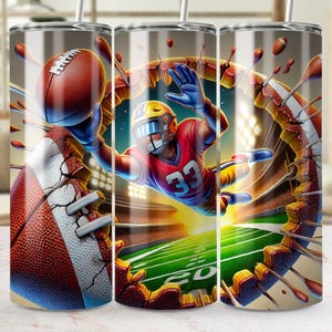 Envoltura de vaso de fútbol PNG, sublimación de vaso digital, diseño de vaso para fanáticos de los deportes, fútbol americano PNG, envoltura de vaso para estadio
