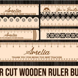 Laser Cut Holzlineal Bundle Lehrer Holzlineal Laser Cut Dateien herrscher Set Laser Template Schule Laser Cut Datei und Laser Glowforge