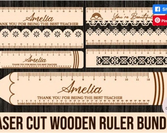 Laser Cut Wooden Ruler Bundle teacher wooden ruler Laser Cut Files RULERS Set Laser Template School Laser Cut File and Laser Glowforge