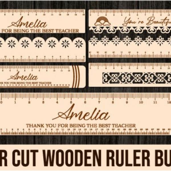 Laser Cut Wooden Ruler Bundle teacher wooden ruler Laser Cut Files RULERS Set Laser Template School Laser Cut File and Laser Glowforge