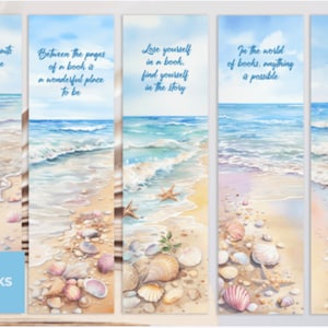 Marcapáginas de playa de verano Lectura de verano Lecturas de playa Marcapáginas con temática de libros de verano Marcapáginas imprimibles digitales Marcapáginas digitales png