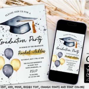 Graduation Invitation Canva Template Graduation Digital Invitation Template Grad Announcement Graduation Party Class of 2025 Editable