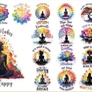 Yoga Serenity Art Design bundel gelukzalige yoga aquarel clipart bundel pastel kleur yoga png mindfulness sublimatie ontwerpen zen kunst png