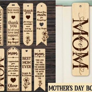 Marque-page fête des mères découpé au laser Bundle signet découpé au laser fichier découpé au laser signet Svg Cricut Machine de découpe fichiers Glowforge Svg BONUS GRATUIT