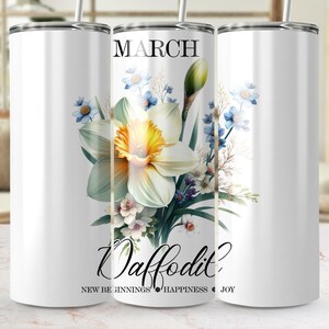 Maart narcis bloemen beker wrap, 20oz mager beker ontwerp, lentebloem digitale wrap, nieuw begin, geluk, vreugde