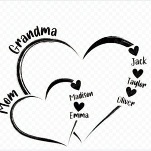 Prénom coeur personnalisé grand-mère maman Png Prénom personnalisé grand-mère maman Png prénom personnalisé cadeau pour grand-mère Png fête des mères png grand-mère png