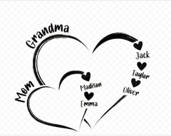 CUSTOM Heart Kid Name Grandma Mom Png CUSTOM Grandma Mom Kid Name Png Personalized Kid Name Gift For Grandma Png Mothers Day Png Grandma png