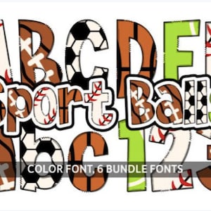 Sport Bälle Bundle Schriftart Sport Schriftart otf Alphabet Buchstaben Sport Bundle font Basketball Fußball Baseball Volleyball Fußball Tennis Softball
