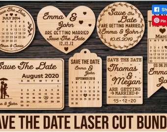 Save the Date Wood Laser Cut Save the date svg vector file for laser engraving and cutting. Glowforge file wedding invitation calendars cnc