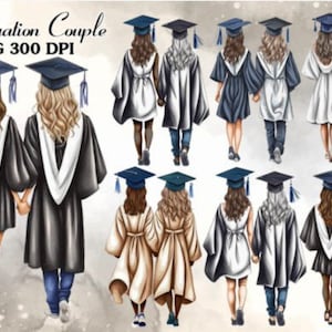 Grad Abschluss paar Aquarell Clipart Aquarell Graduierung Sammlung Clipart 12 PNG grad Blumen Clipart Graduierung Kappen Clipart Diploma png