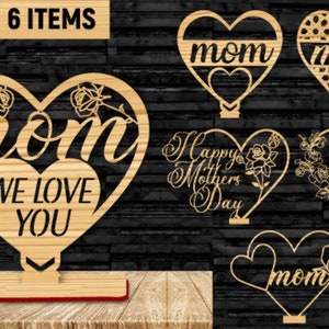 Mom Herz Zeichen Laser geschnitten Datei Bundle Muttertag Puzzleteil Gedicht SVG Laser gravierte Schnittdatei Inspirierende Wörter Glowforge bereit & getestet
