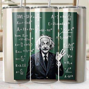 Einstein Math Equation Tumbler Wrap, 20 oz Skinny Tumbler Digital Download, Plik PNG, Grafika Tumbler, Zawiera Darmowe Cliparty