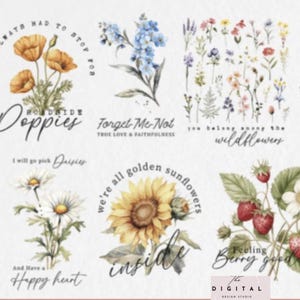Citação de flor vintage Sublimação png Floral Inspirador png Pacote Inspirador png Arquivo de impressão Floral png Design de sublimação digital