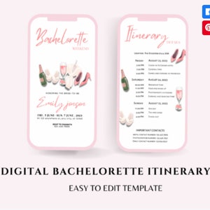 Bachelorette Itinerary Template Bachelorette Itinerary Template For Mobile Weekend Itinerary Bachelorette Weekend Itinerary Planner Canva