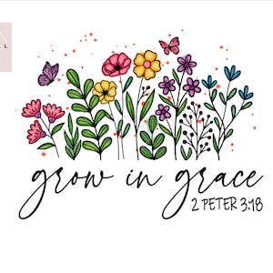 Grandir dans la grâce Sublimation chrétienne Citation inspirée de la foi chrétienne Motifs de sublimation de Jésus Prêt-à-presser Graphique Grace Grow à transfert de chaleur