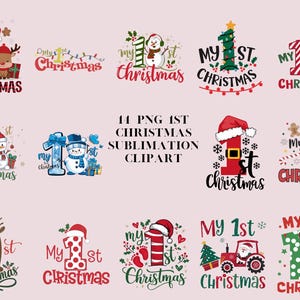 14 PNG Bundle 1st Christmas Sublimation Clipart My First Christmas PNG Bundle My 1st Cute Deer Christmas Digital Download Baby Deer Xmas png