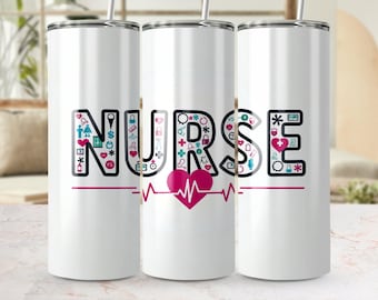 Nurse Tumbler Wrap PNG, Custom Nurse Gift (Digital Download)