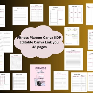 Fitness Planner Canva KDP Printable Fitness Planner Digital Workout Planner Printable Weight loss Tracker Printable Fitness Journal Digital