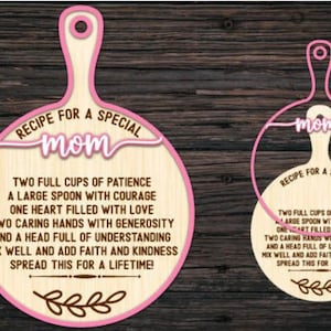 Rezept für ein spezielles Mama Schneidebrett Rezept für Mama Schneidebrett svg Glowforge Free BONUS