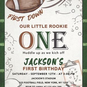 Football First Birthday Invitation Template, Editable Canva Design