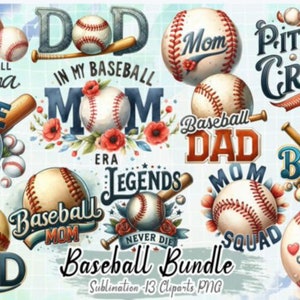 Baseball Bundle Clipart PNG Graphics Watercolor Baseball Clipart |Baseball dad png  Baseball Glove Jersey Baseball Player baseball mom png