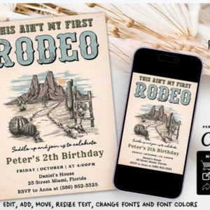 Western Birthday Invite Template Canva Digital Cowboy Birthday Invitation Cowboy Birthday Invite Kid Birthday Invite Boy birthday Invite