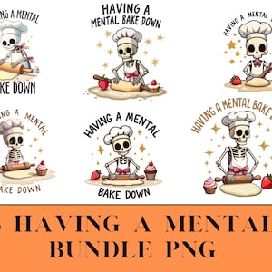 6 Paquete de esqueletos con un divertido diseño de esqueleto de cocina, diseño de calavera para hornear, camiseta de chef brujo, archivo PNG de Halloween