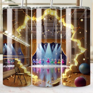 Envoltura para vaso de escenario de danza de ballet, diseño de vaso recto y cónico, descarga digital de recital de danza, recital de ballet PNG