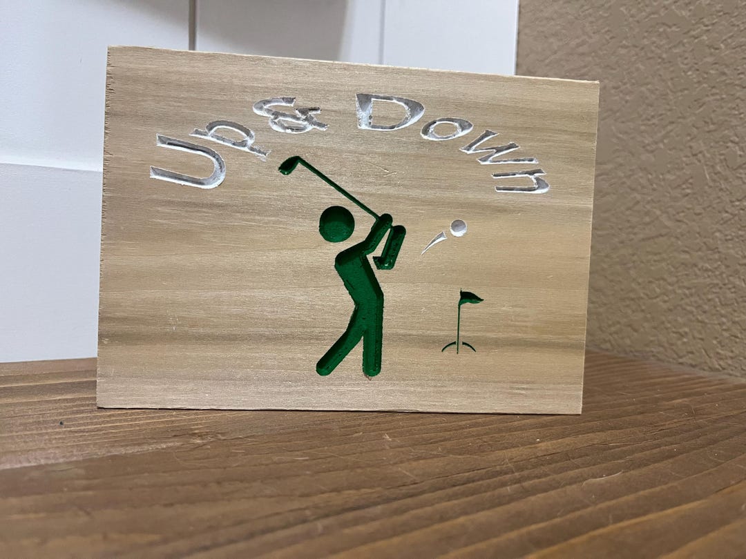 Engraved Golf up & Down Wooden Sign - Rustic Home Decor - Etsy