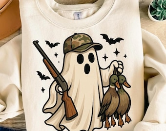 Funny Duck Hunting Ghost PNG: Halloween Hunter Clipart (Digital Download