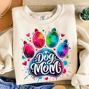 Dog Mom Watercolor Paw Print PNG: Pet Lover Clipart (Transparent Background