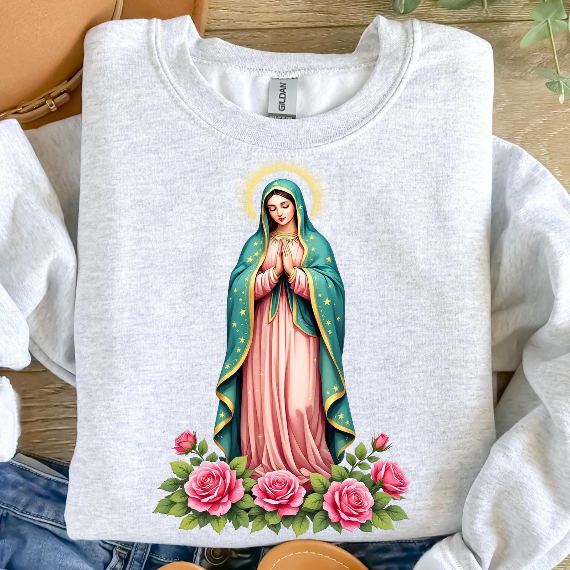 Our Lady of Guadalupe PNG | Virgin Mary with Roses Digital Download | Transparent Background Clipart for Sublimation and Crafts