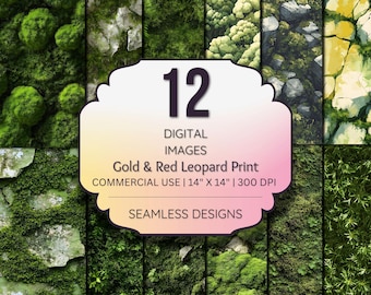 Moss Digital Paper, Seamless Greenery and Nature Textures, Realistic Forest Backgrounds, Rustic Botanical Digital Textures