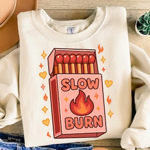 Slow Burn PNG, Matchbox Romance Clipart, Bookish Digital Download, Cozy Aesthetic Sublimation PNG, Transparent Background, Romance Trope Art