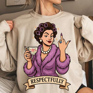 Sassy Retro Lady PNG: Divertente Clipart del dito medio (download digitale)