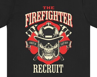 Vrijwilliger brandweerman Tee Bella Canvas 3001 Fire Recruit Club Motif heroïsche service waardering cadeau Unisex Jersey korte mouw Tee