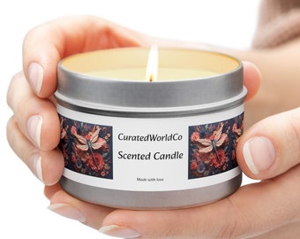 Artisanal Fragrance Candle Eco-Friendly Tin Container Mood-Enhancing Aromatherapy, Unique Gift for Friends, 4oz, 8oz Tin Candles
