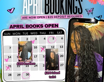 Easter booking flyer, April Booking Flyer, Spring Season, Book Now Flyer, Hair Booking Flyer, Wig install flyer, Lash Nail Makeup Loc Braid