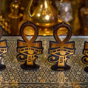 4-Pack of 13 cm Egyptian Ankh Key of Life | Handmade Wooden Keychain Set | Symbol of Eternal Life | Ancient Egypt Gift | Spiritual Decor