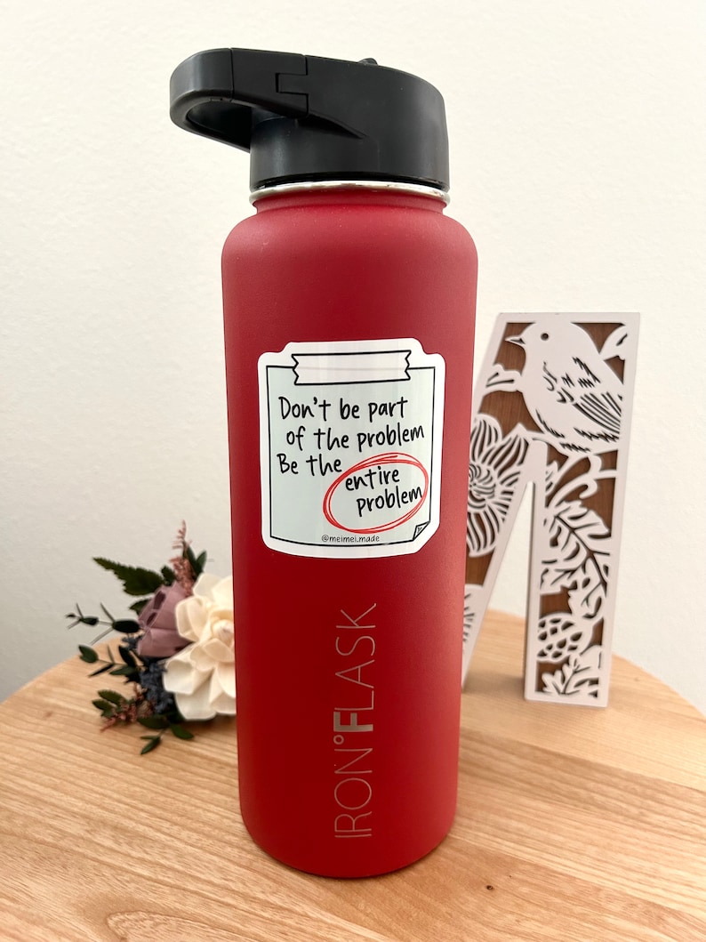 Funny Sarcastic Sticker, Be the Entire Problem Vinyl Decal, Hand Drawn Laptop Water Bottle Sticker, Snarky Gift for Best Friend image 2